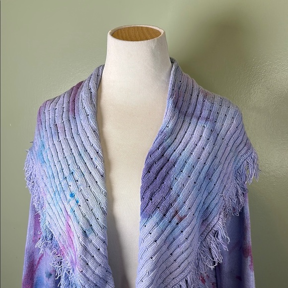 Fringed Purple Women's Sweater - Picture 2 of 8